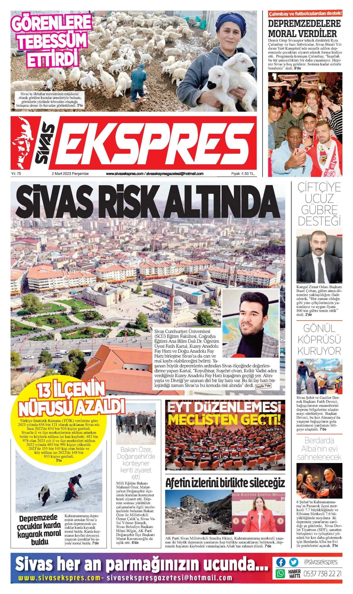 02-03-2023 tarihli Sivas Ekspres Gazetesi 1