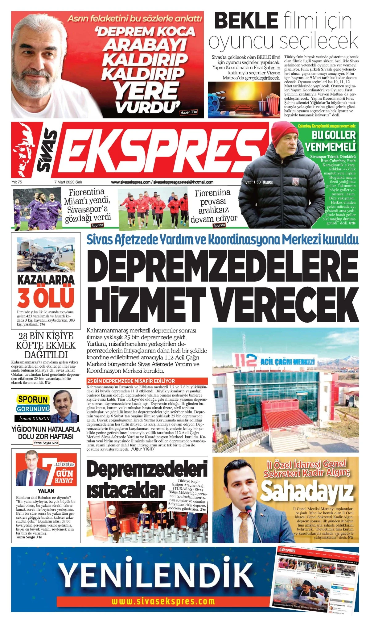 07.03.2023 Sivas Ekspres Gazetesi 1