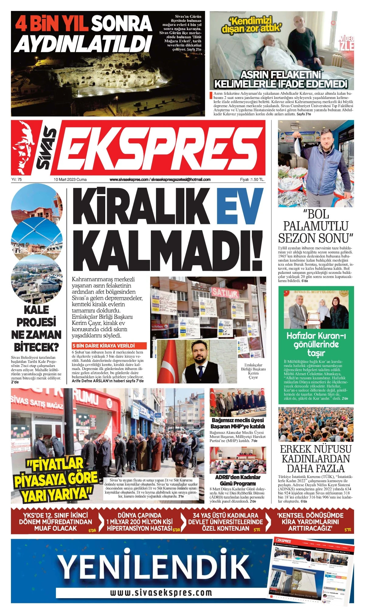 10.03.2023 Sivas Ekspres Gazetesi 1
