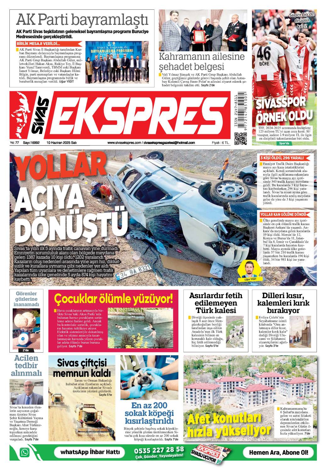 10 Haziran tarihli Gazetemiz 2