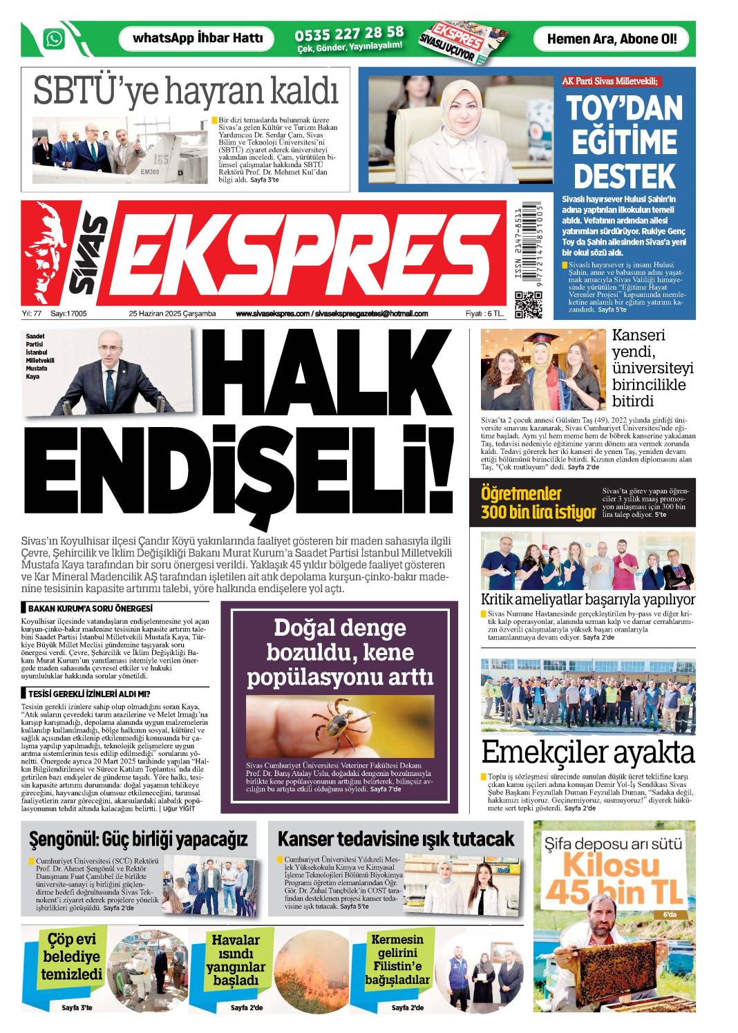 25 Haziran tarihli gazetemiz 1