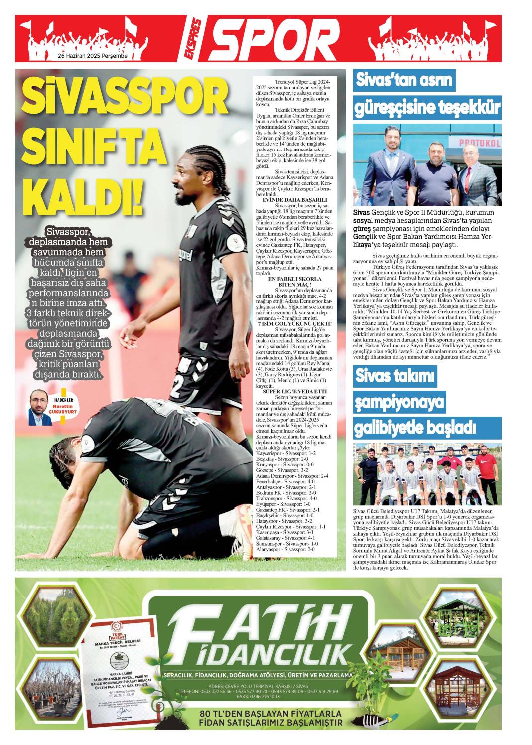 26 Haziran tarihli gazetemiz 2
