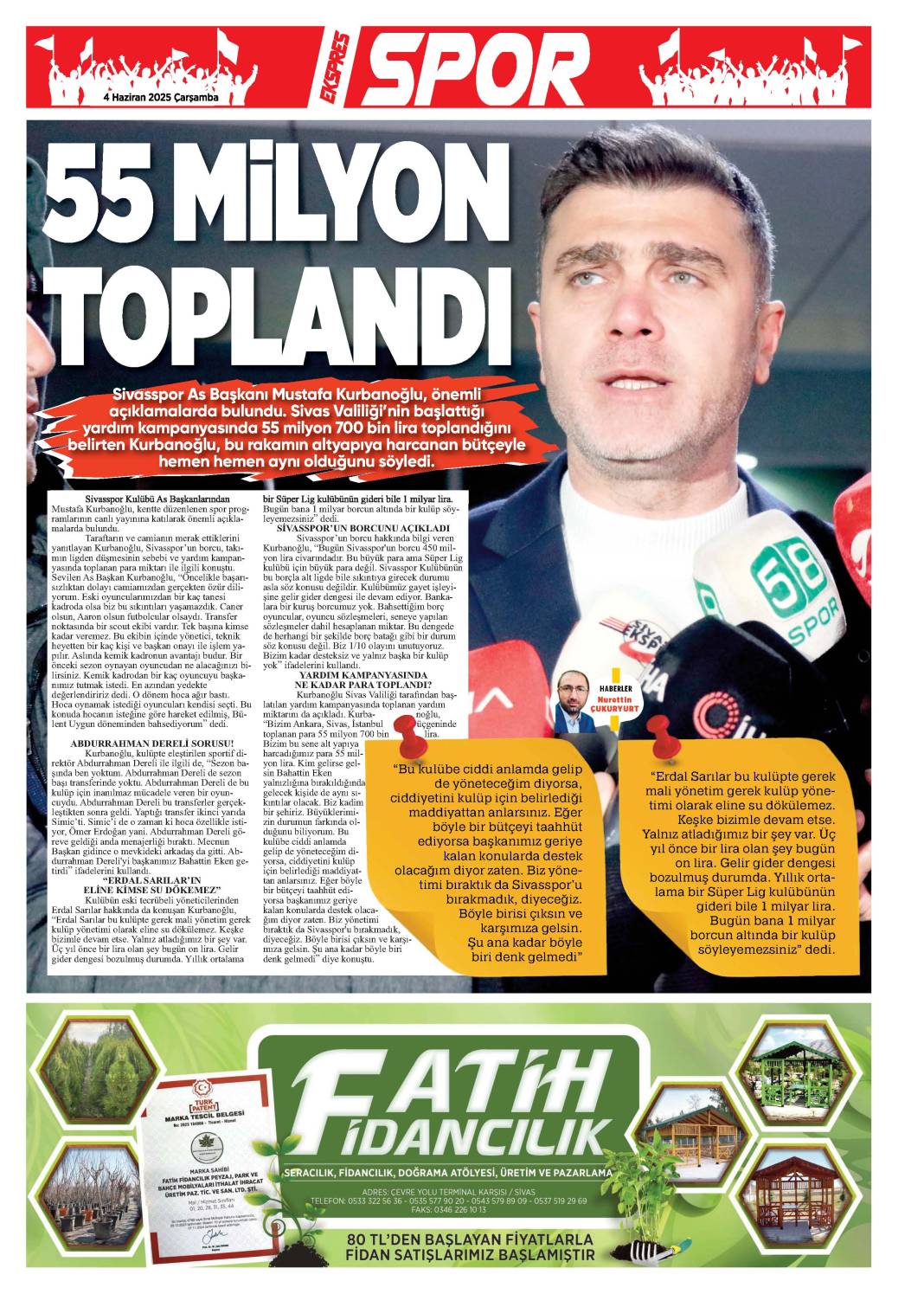 4 Haziran tarihli gazetemiz 2