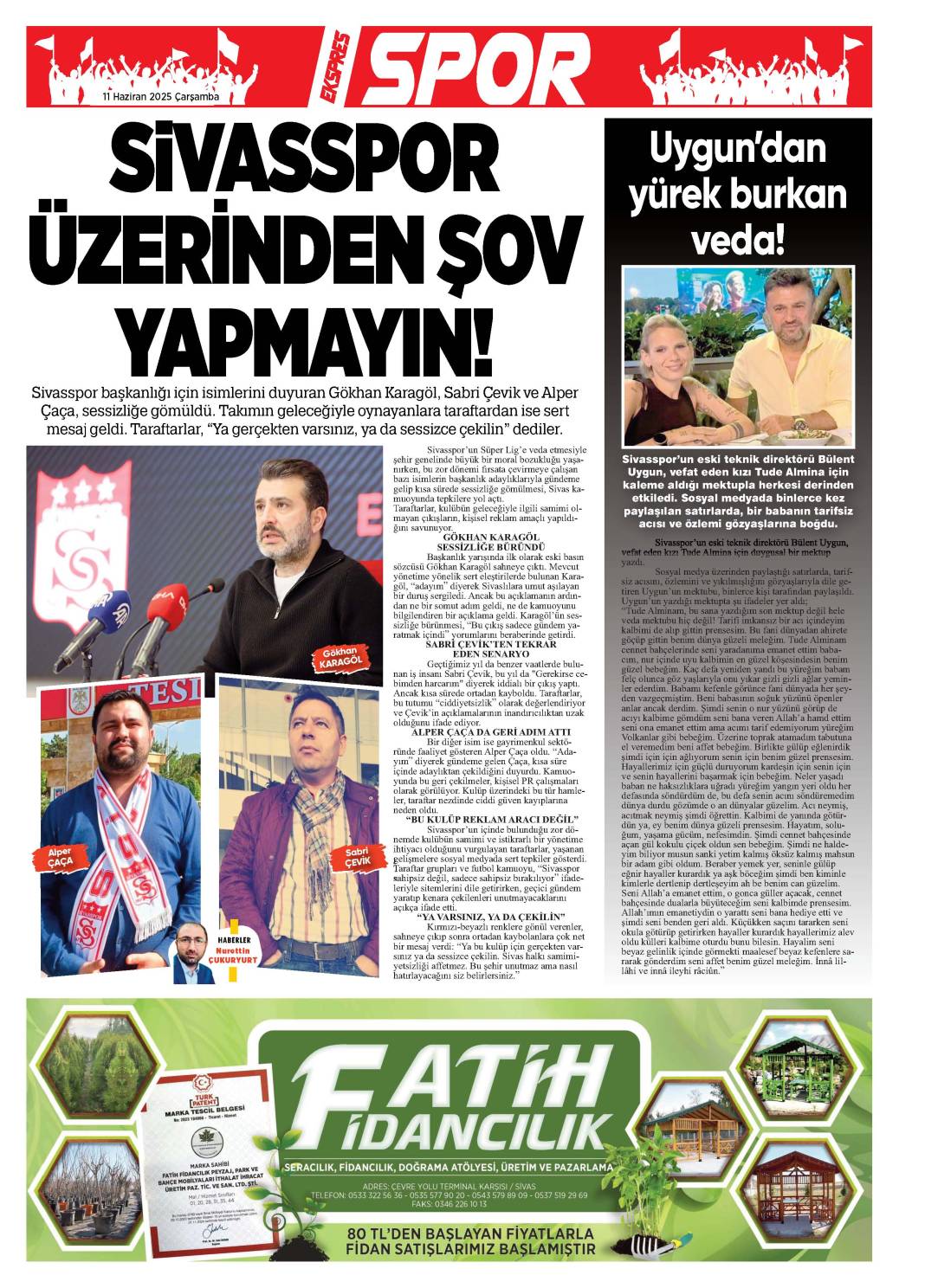11 Haziran tarihli gazetemiz 2