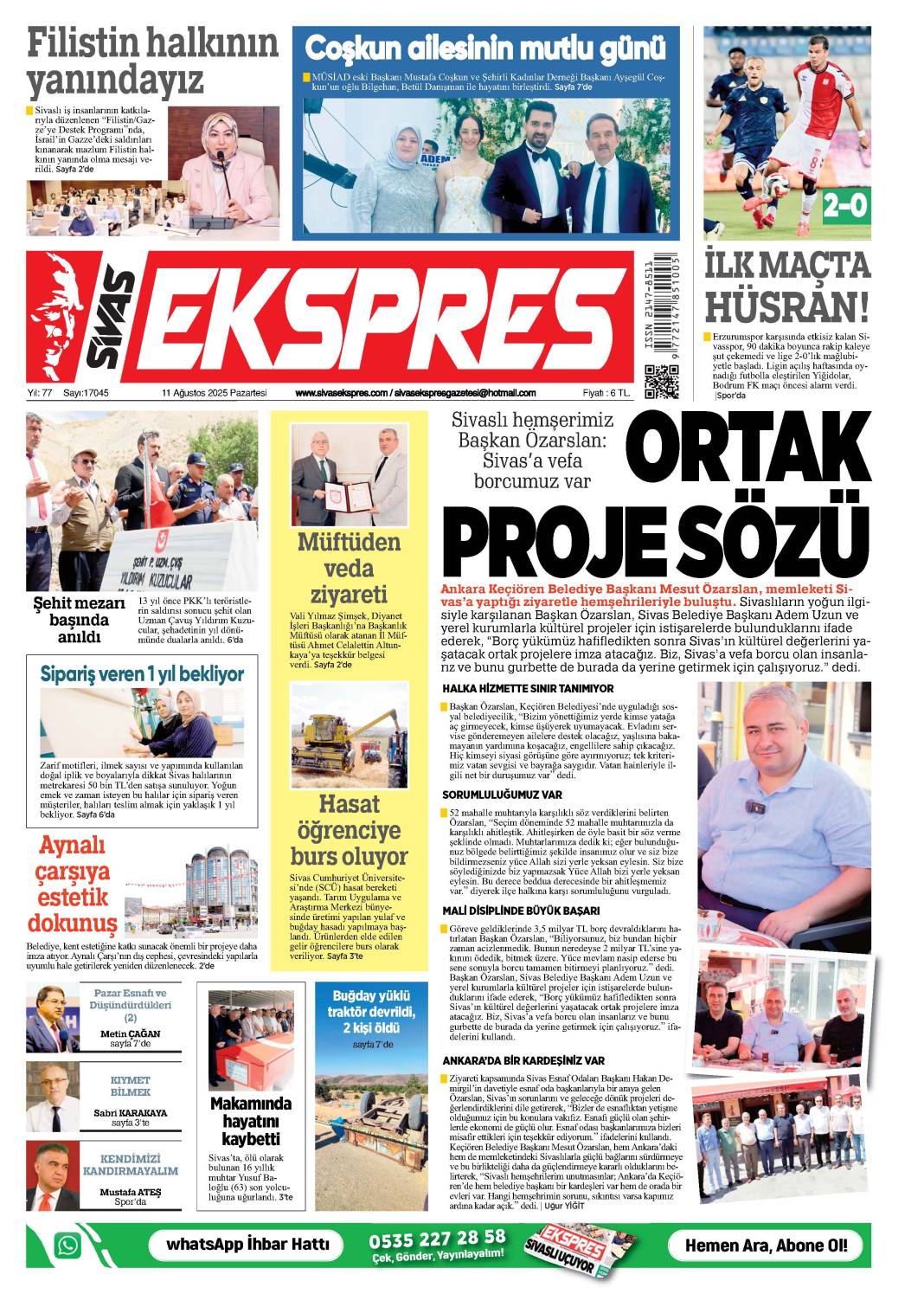 11 Ağustos tarihli gazetemiz 1