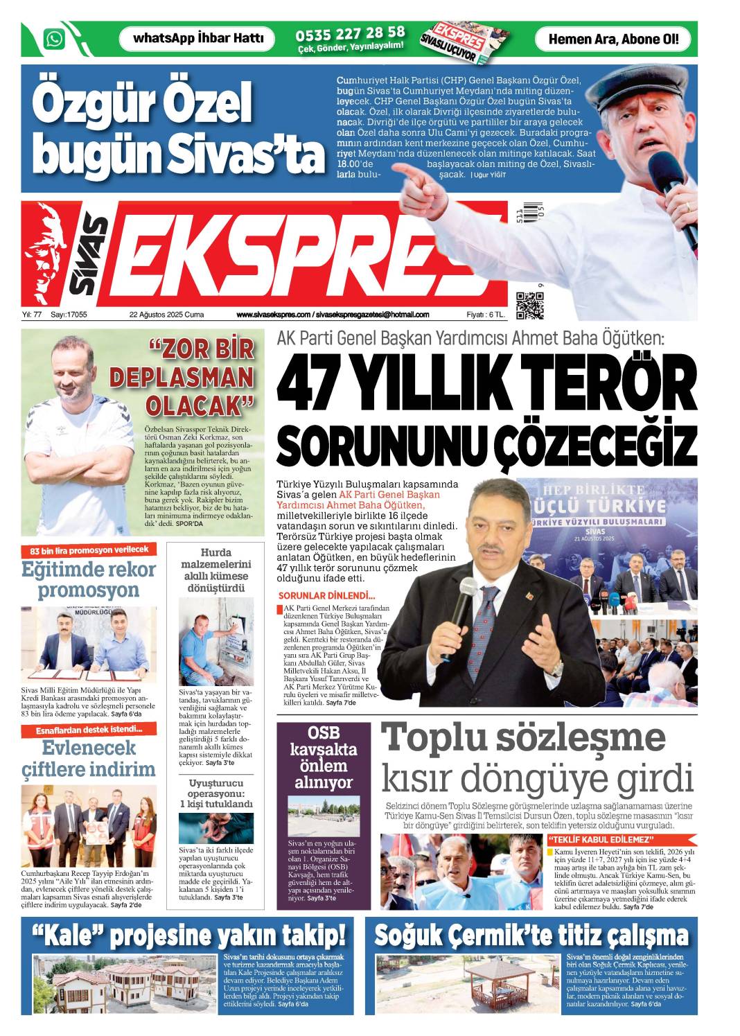 22 Ağustos tarihli gazetemiz 1