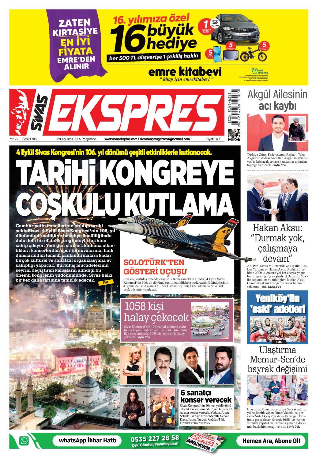 28 Ağustos tarihli gazetemiz 2