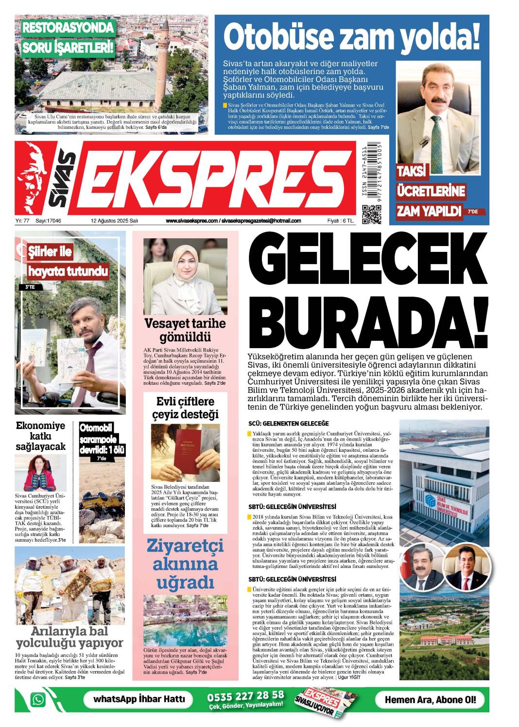 12 Ağustos tarihli gazetemiz 1