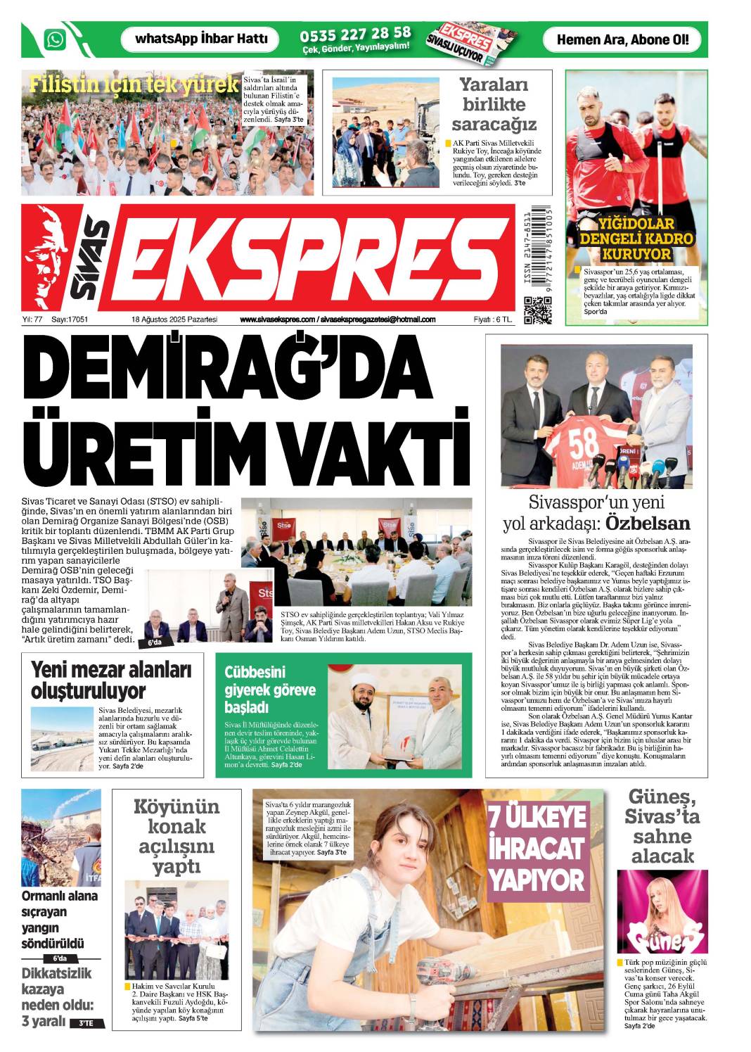 18 Ağustos tarihli gazetemiz 1