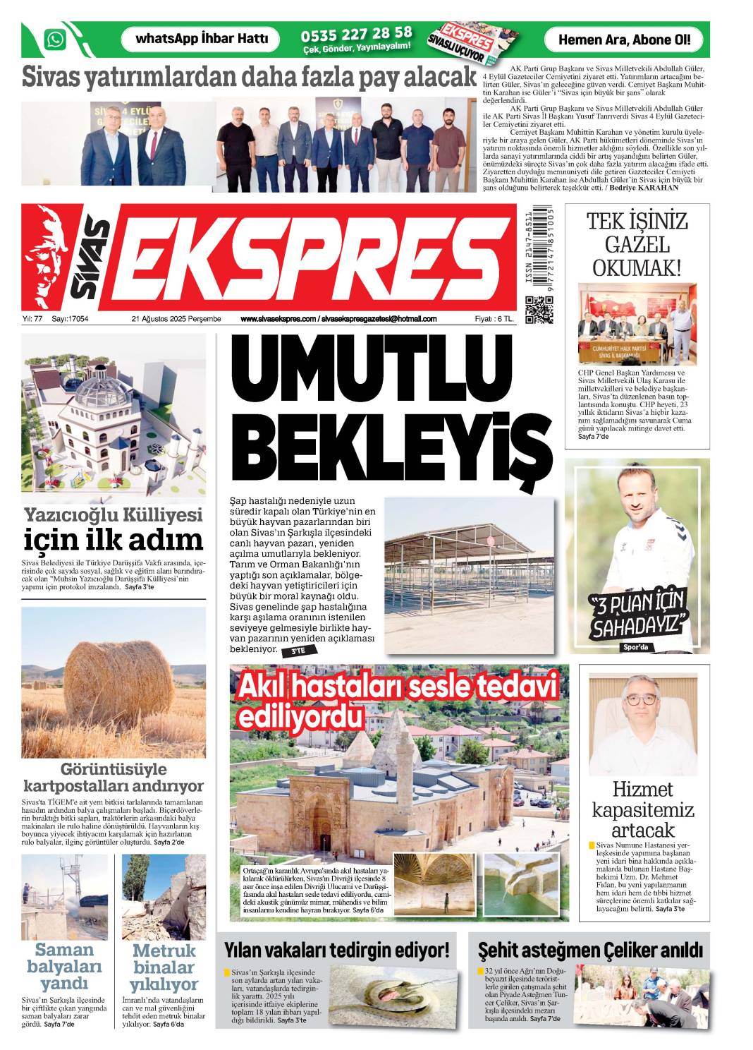 21 Ağustos tarihli gazetemiz 2