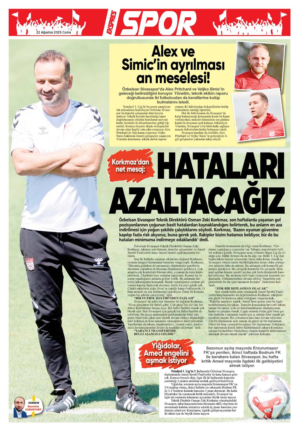 22 Ağustos tarihli gazetemiz 2