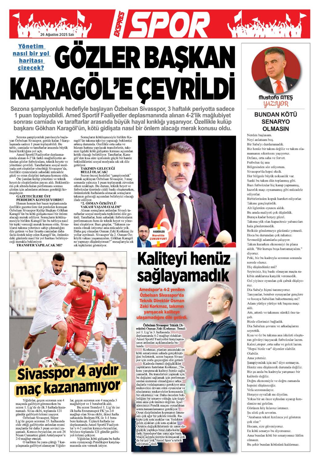 26 Ağustos tarihli gazetemiz 2