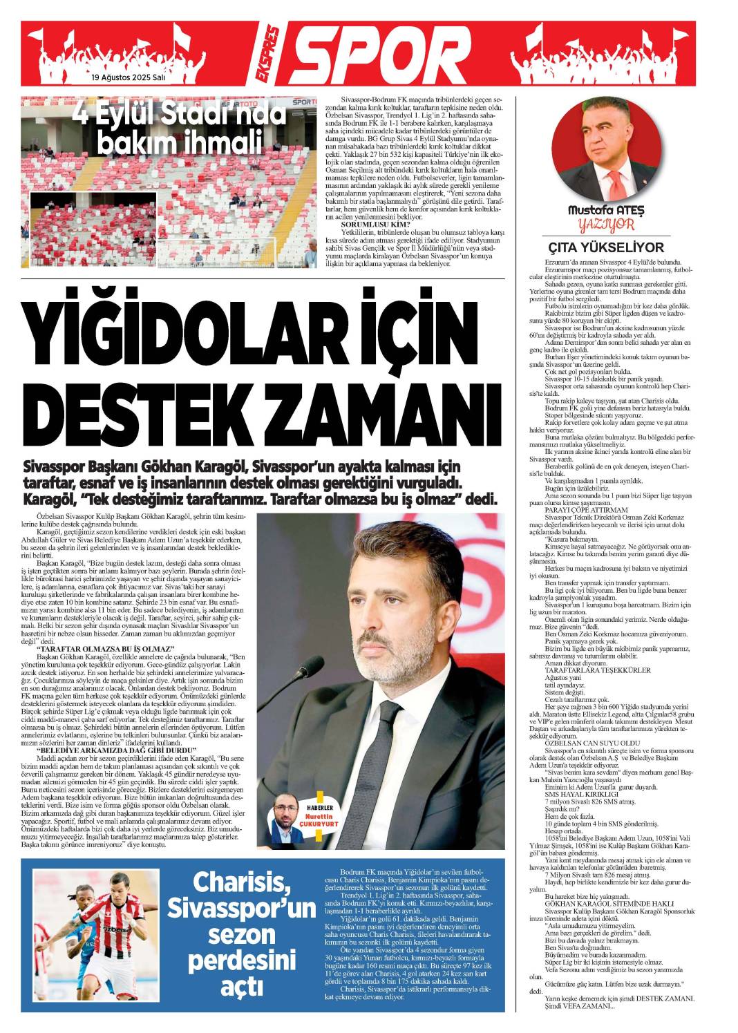 19 Ağustos tarihli gazetemiz 1