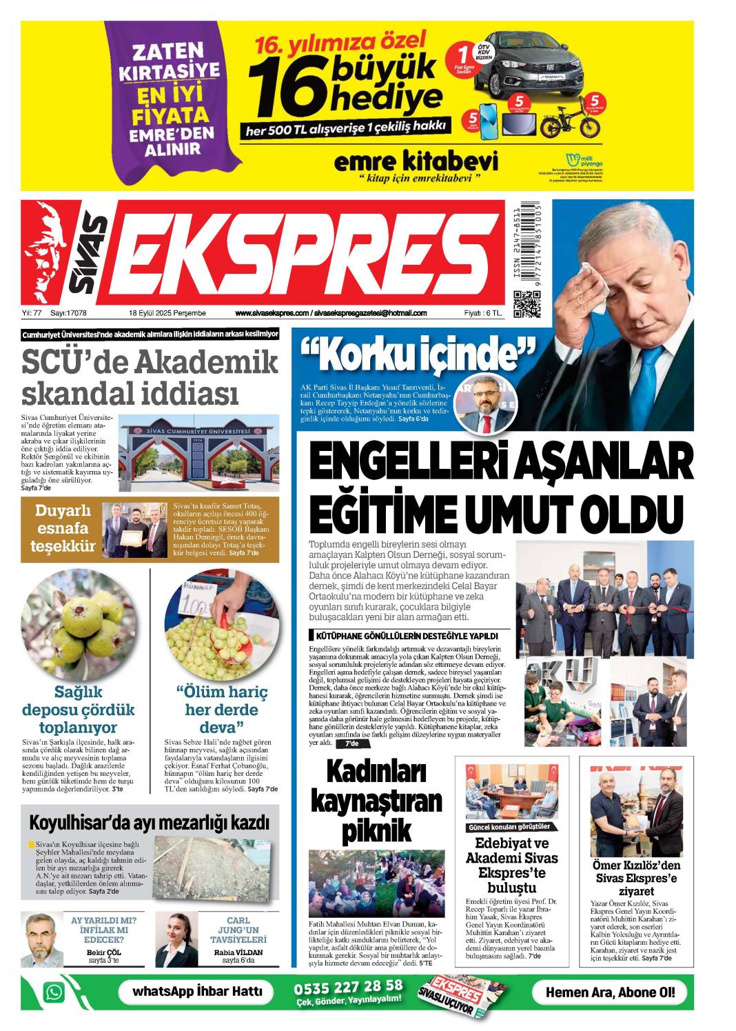 18 Eylül tarihli gazetemiz 2