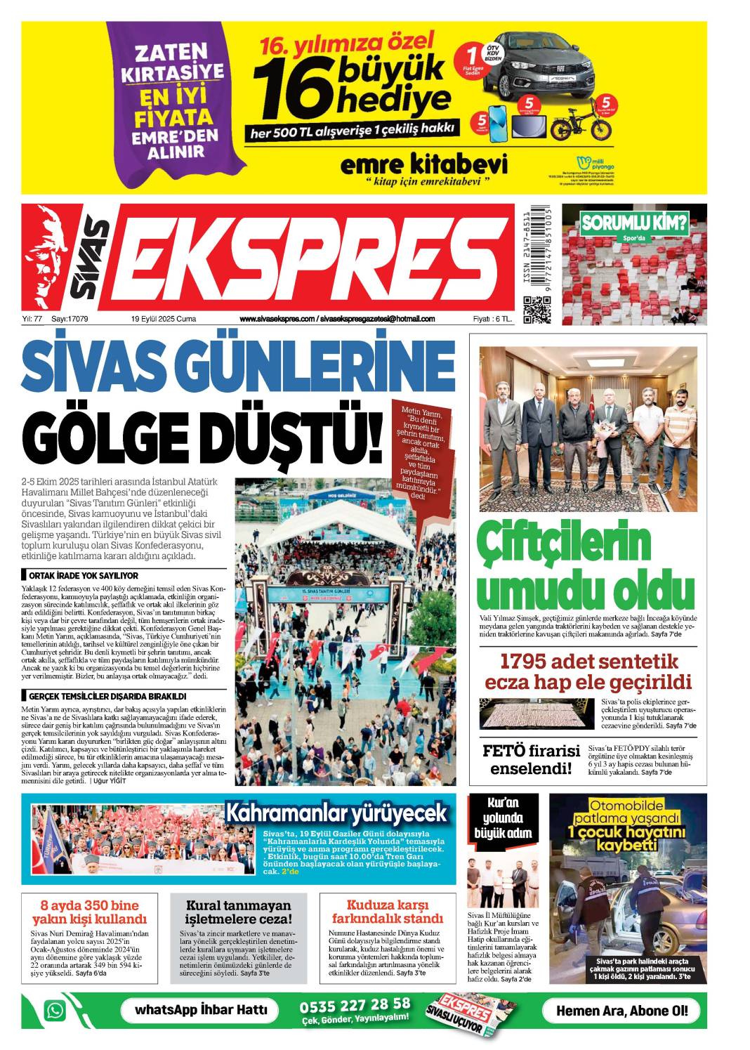 19 Eylül tarihli gazetemiz 1