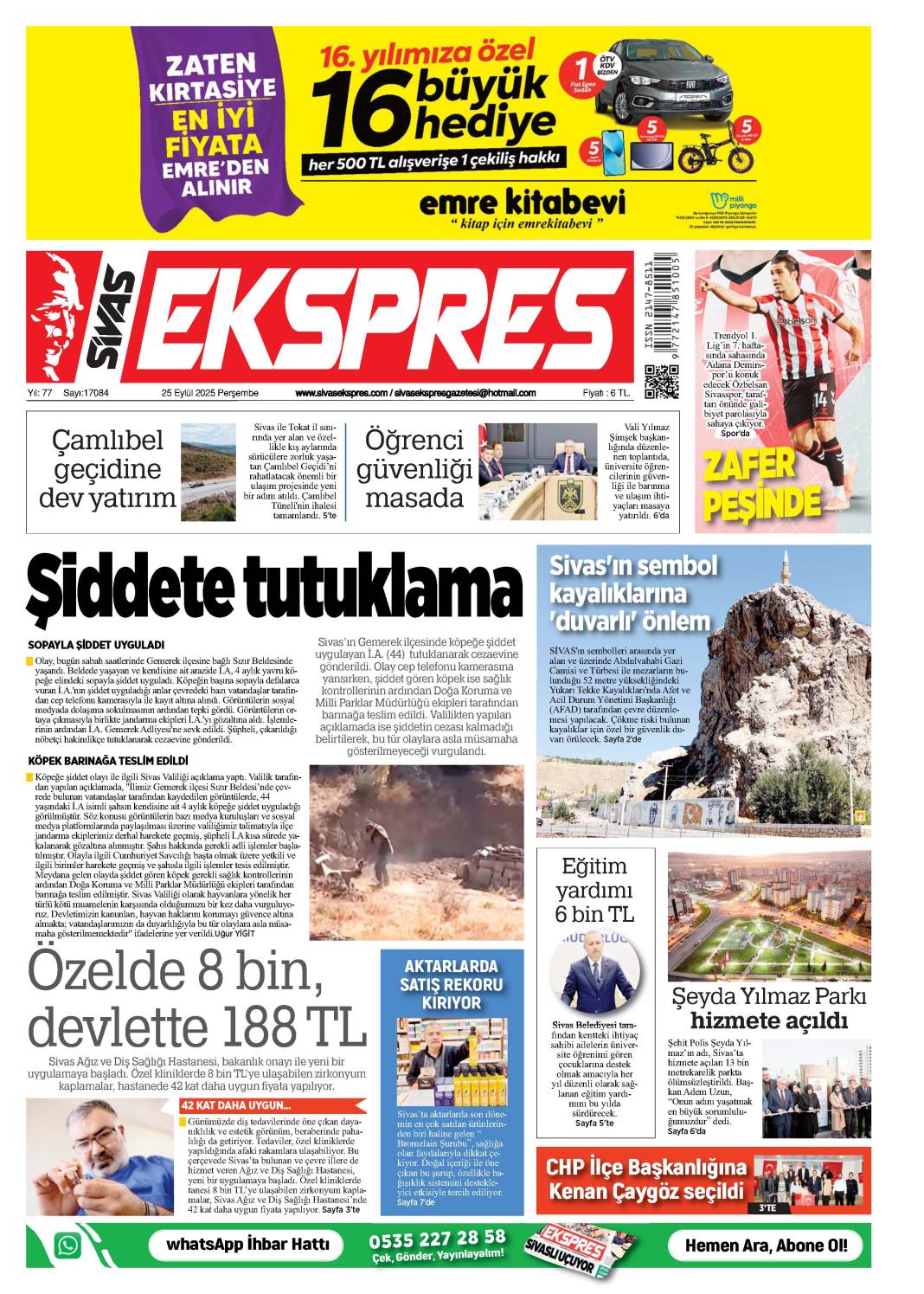 25 Eylül tarihli gazetemiz 1