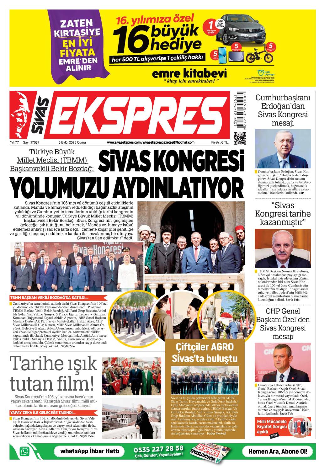 5 Eylül tarihli gazetemiz 2