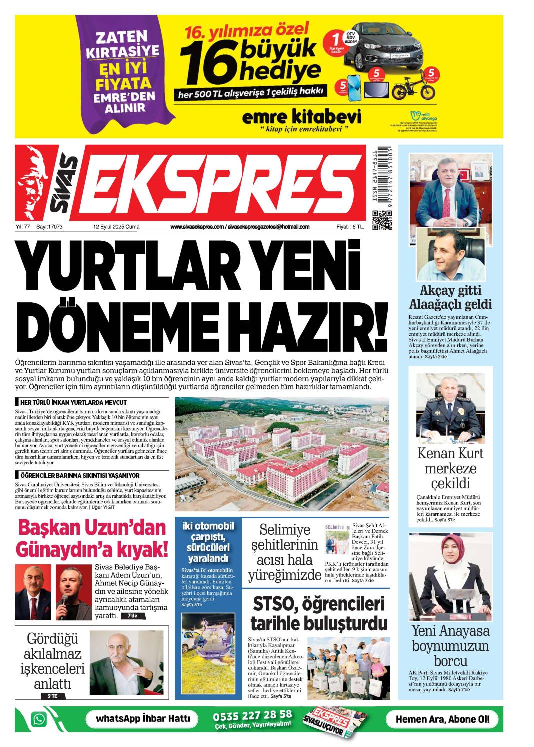 12 Eylül tarihli gazetemiz 2