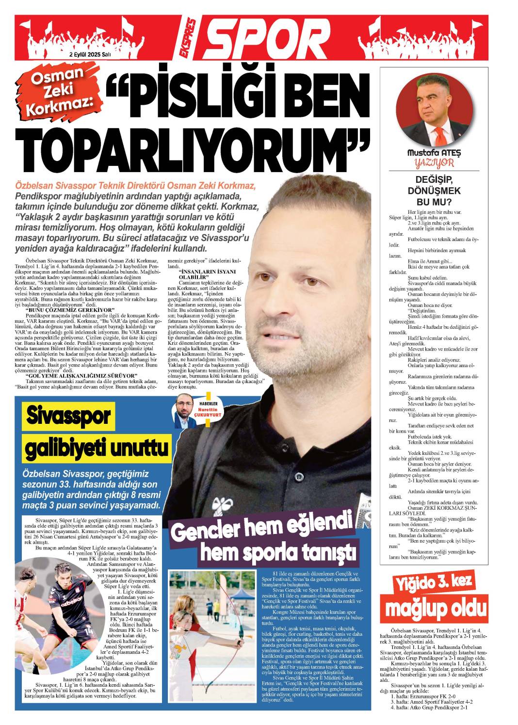 2 Eylül tarihli gazetemiz 1