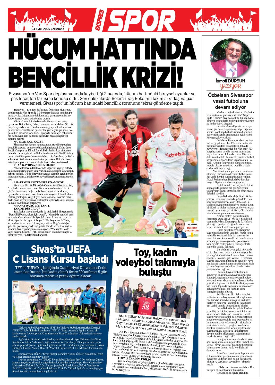 24 Eylül tarihli gazetemiz 1