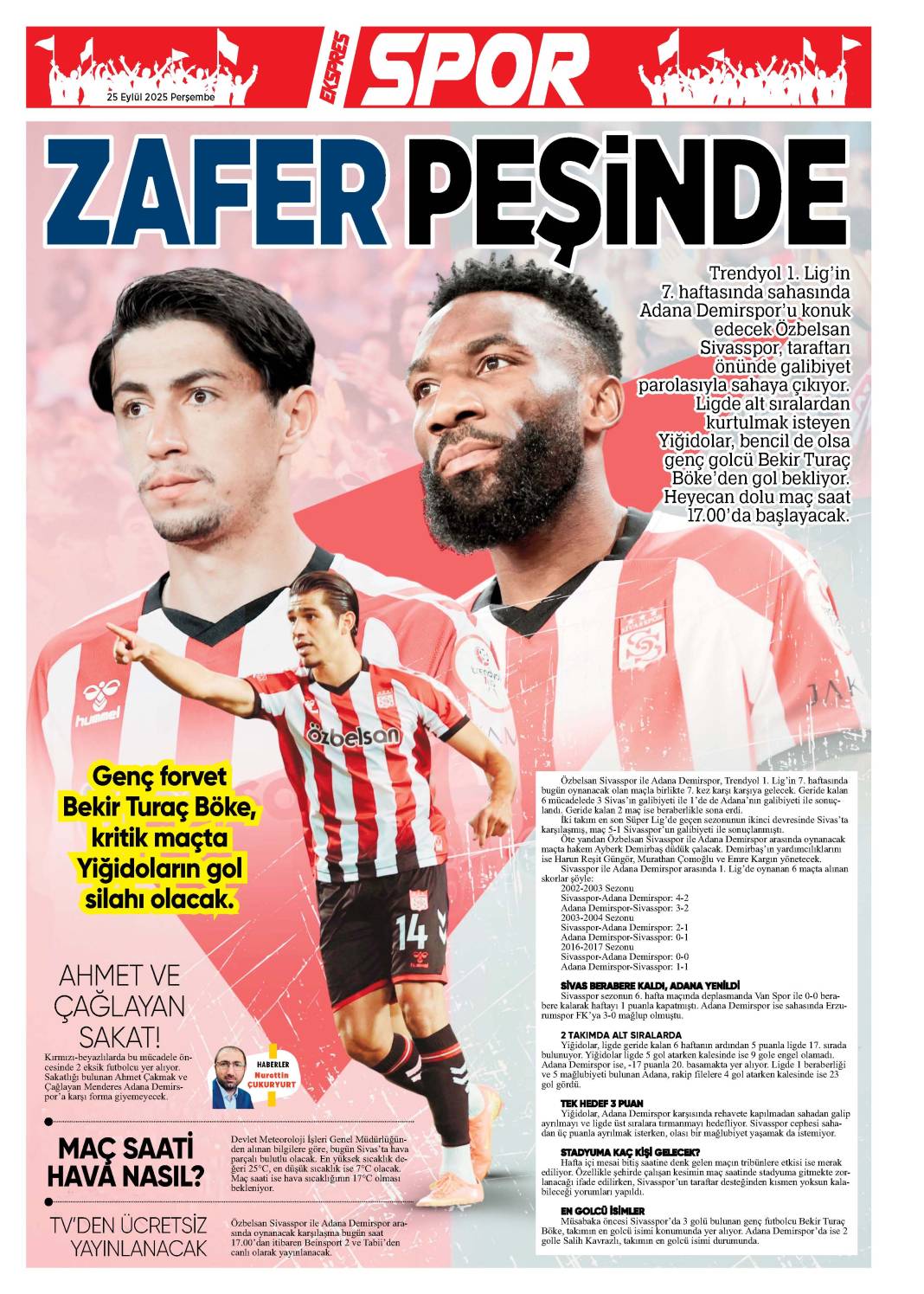 25 Eylül tarihli gazetemiz 2