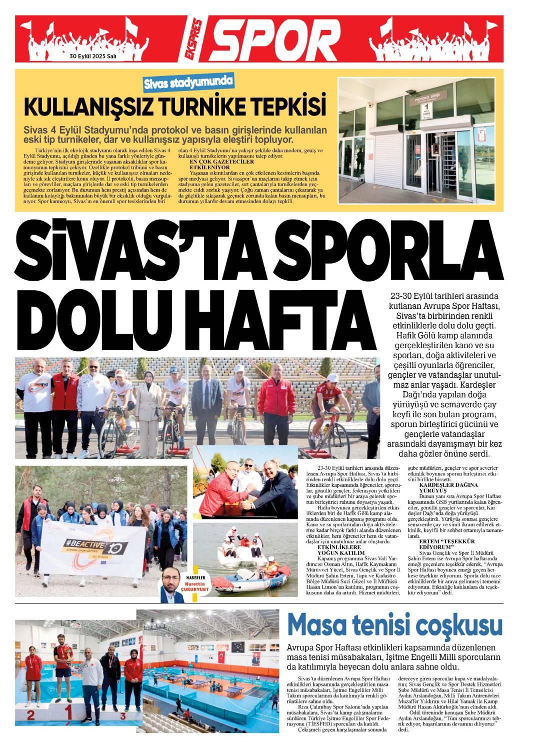 30 Eylül tarihli gazetemiz 1