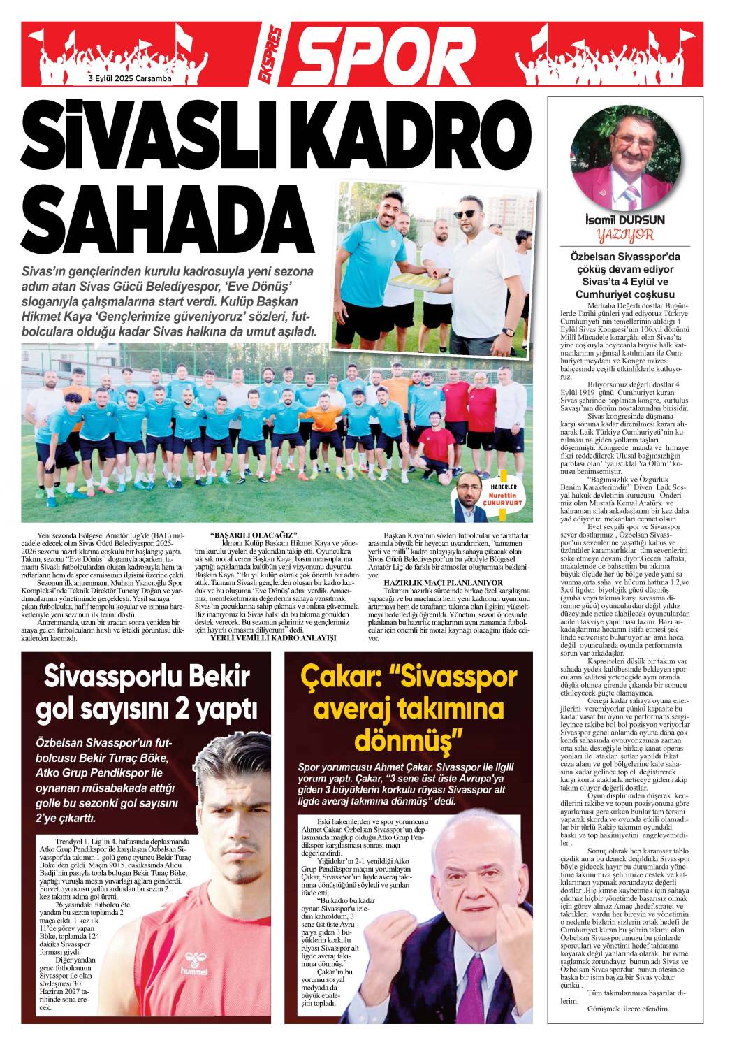 3 Eylül tarihli gazetemiz 1