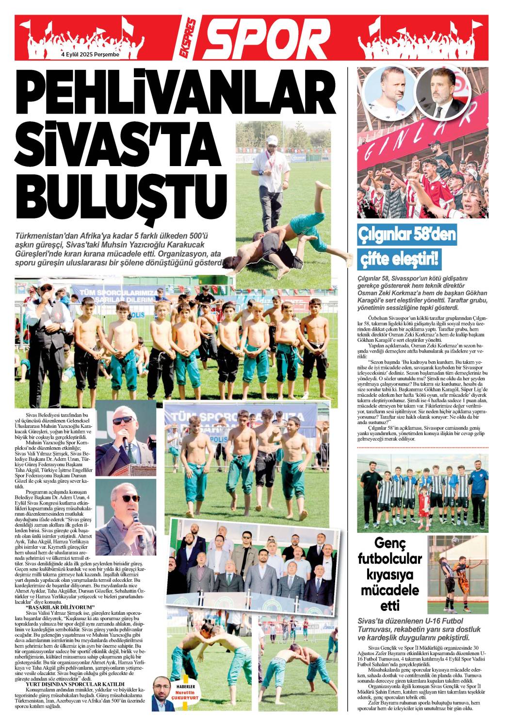 4 Eylül tarihli gazetemiz 1