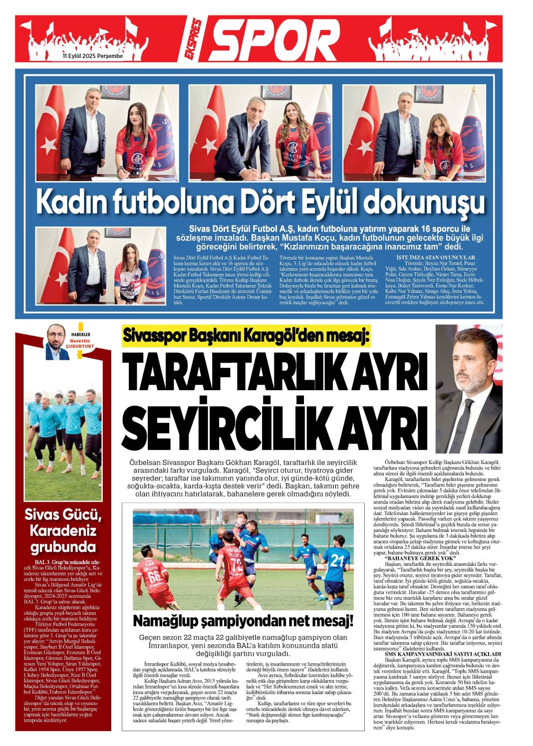 11 Eylül tarihli gazetemiz 1