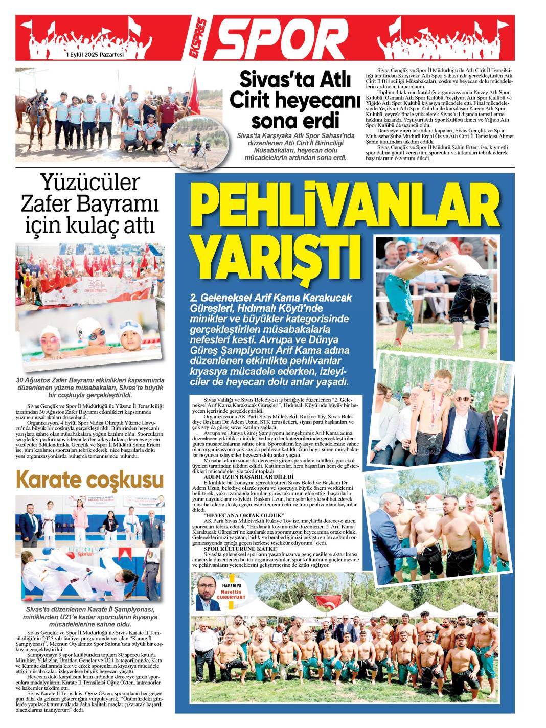 1 Eylül tarihli gazetemiz 1