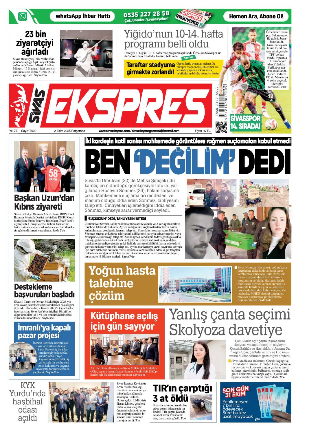 2 Ekim tarihli gazetemiz 2