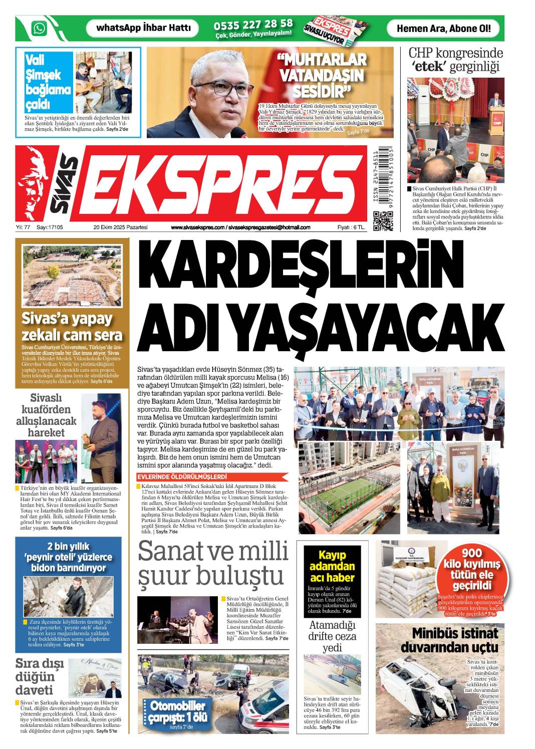 20 Ekim tarihli gazetemiz 1