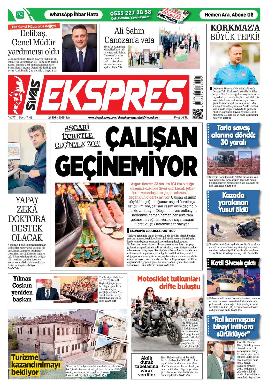 21 Ekim tarihli gazetemiz 1