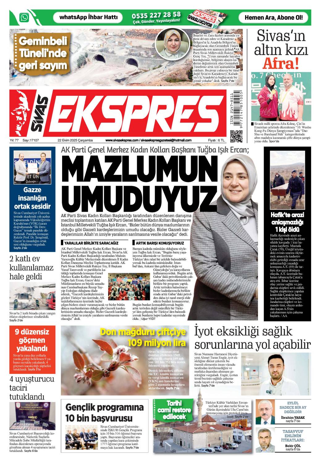 22 Ekim tarihli gazetemiz 1