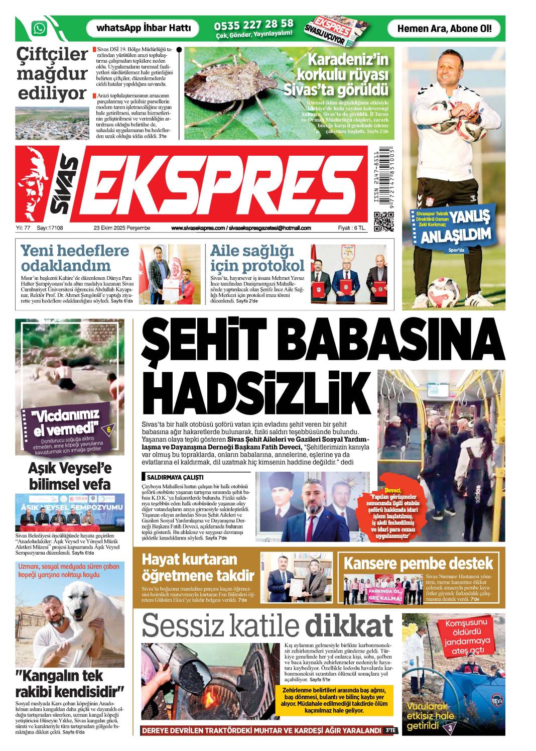 23 Ekim tarihli gazetemiz 1