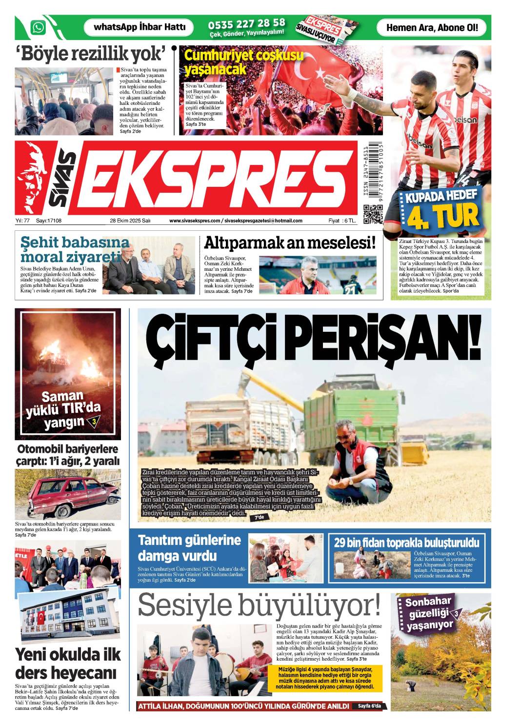 28 Ekim tarihli gazetemiz 1