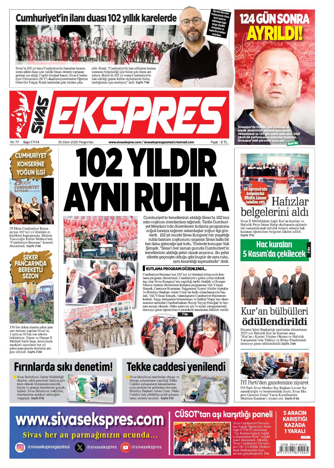 30 Ekim tarihli gazetemiz 1