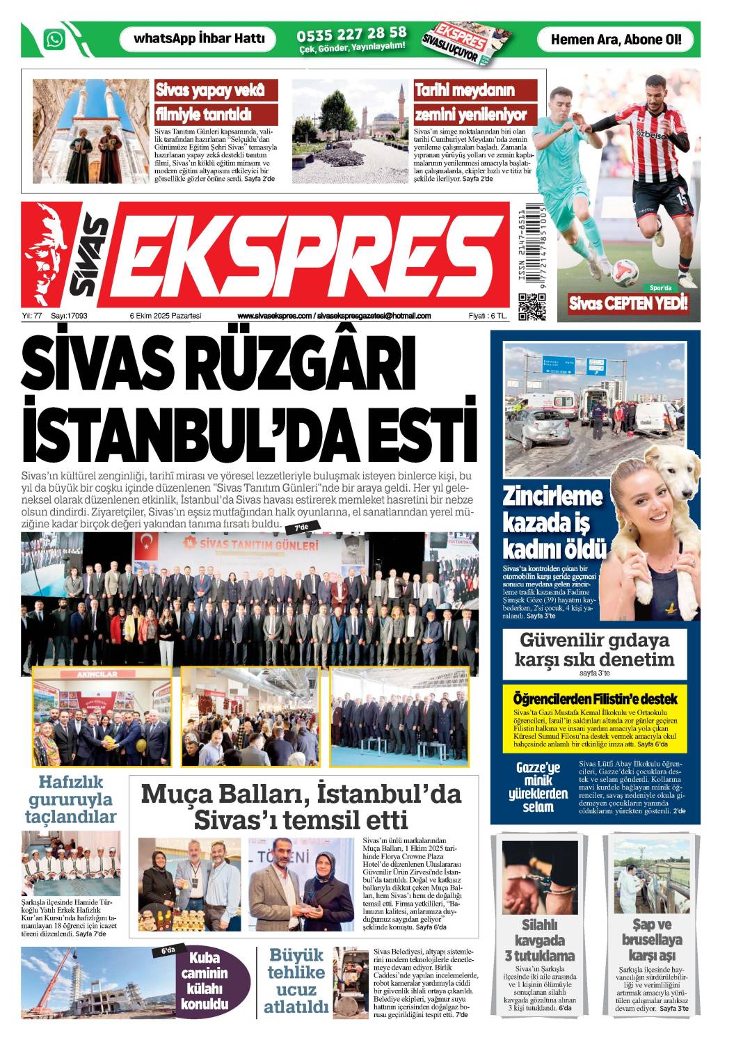 6 Ekim tarihli gazetemiz 1