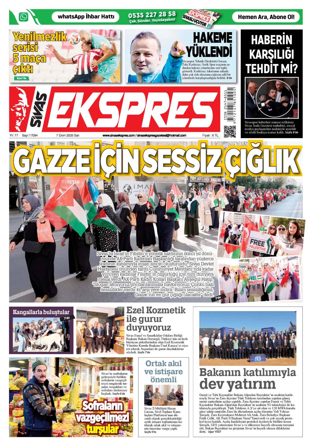 7 Ekim tarihli gazetemiz 1