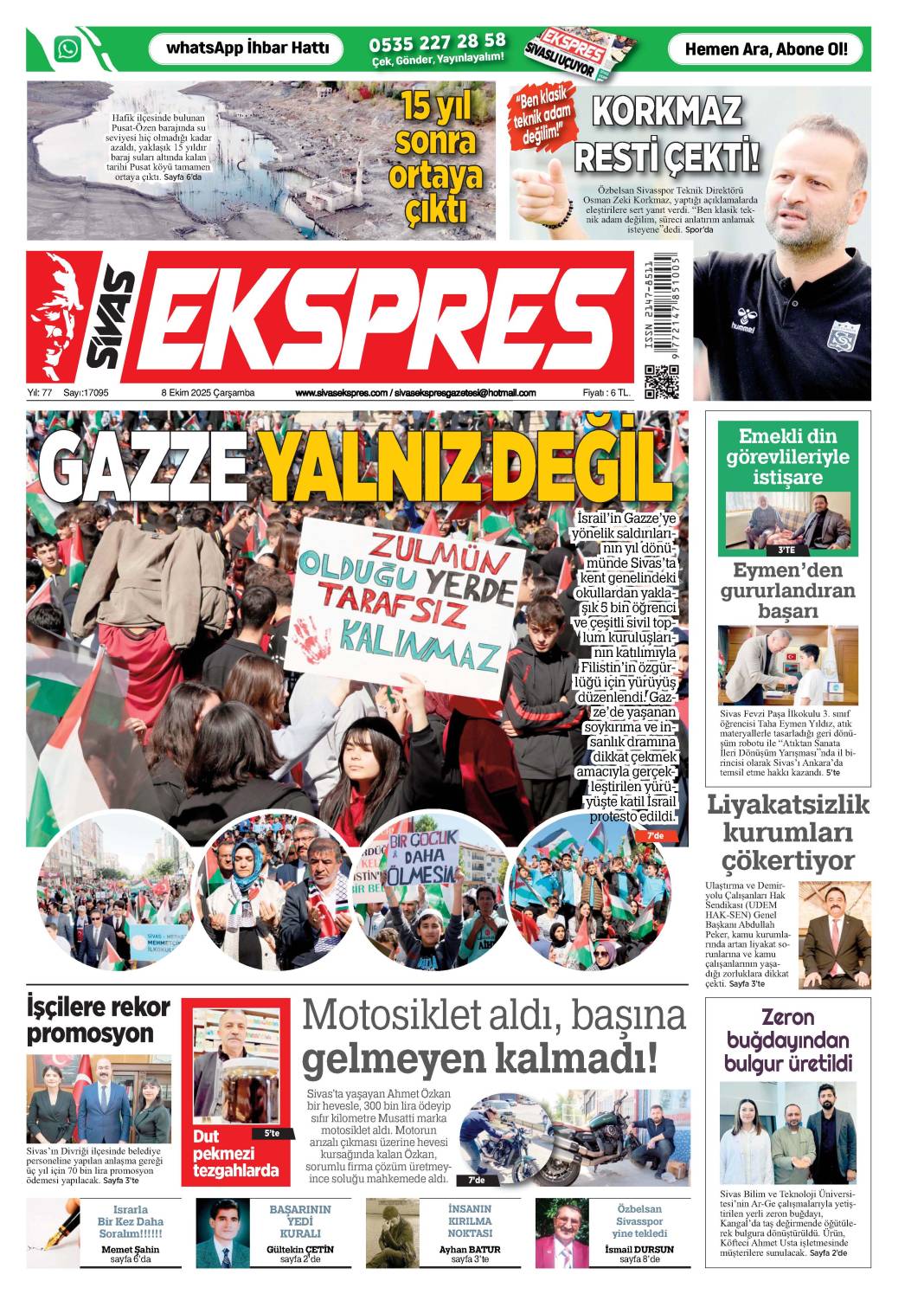 8 Ekim tarihli gazetemiz 2