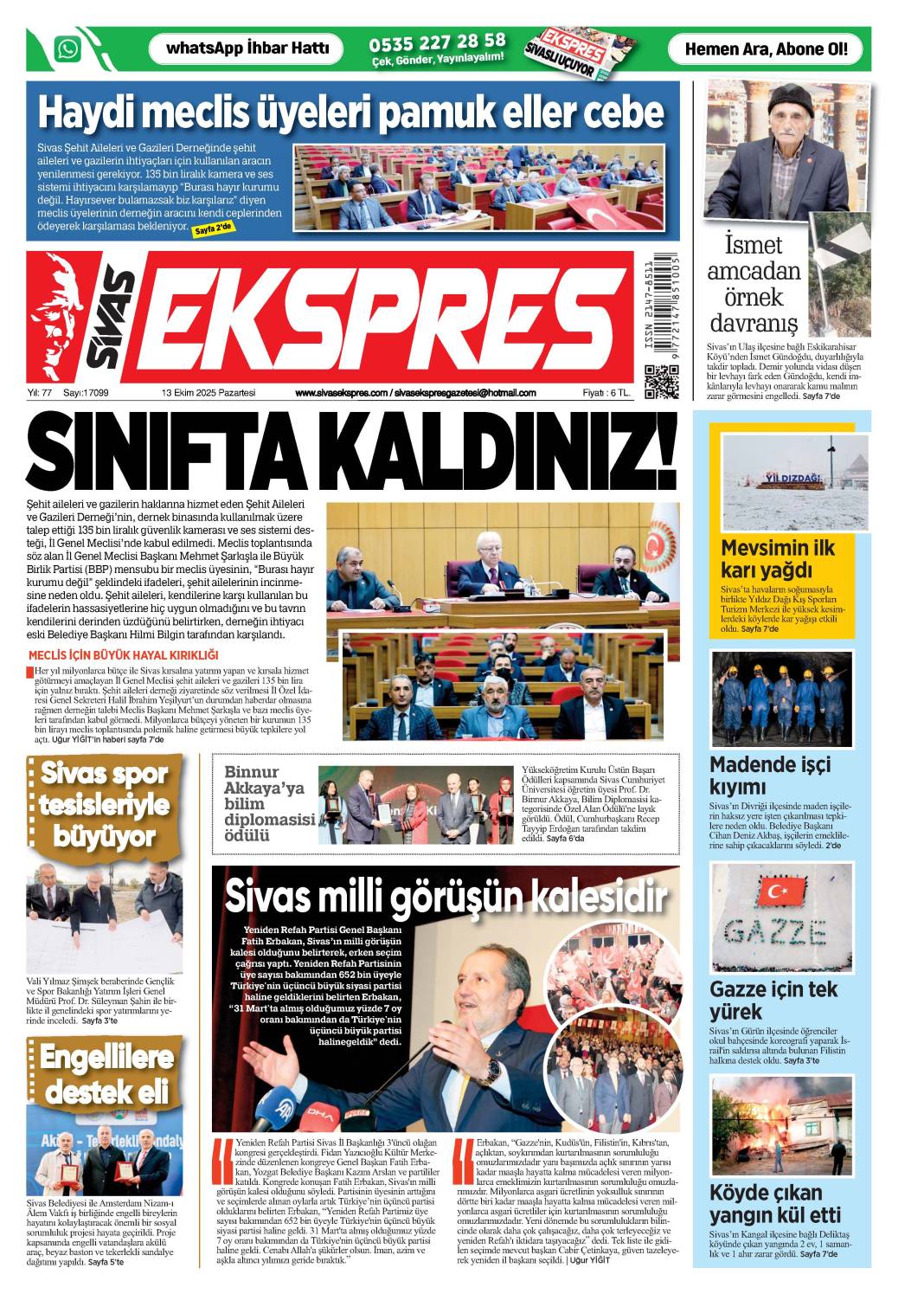 13 Ekim tarihli gazetemiz 2