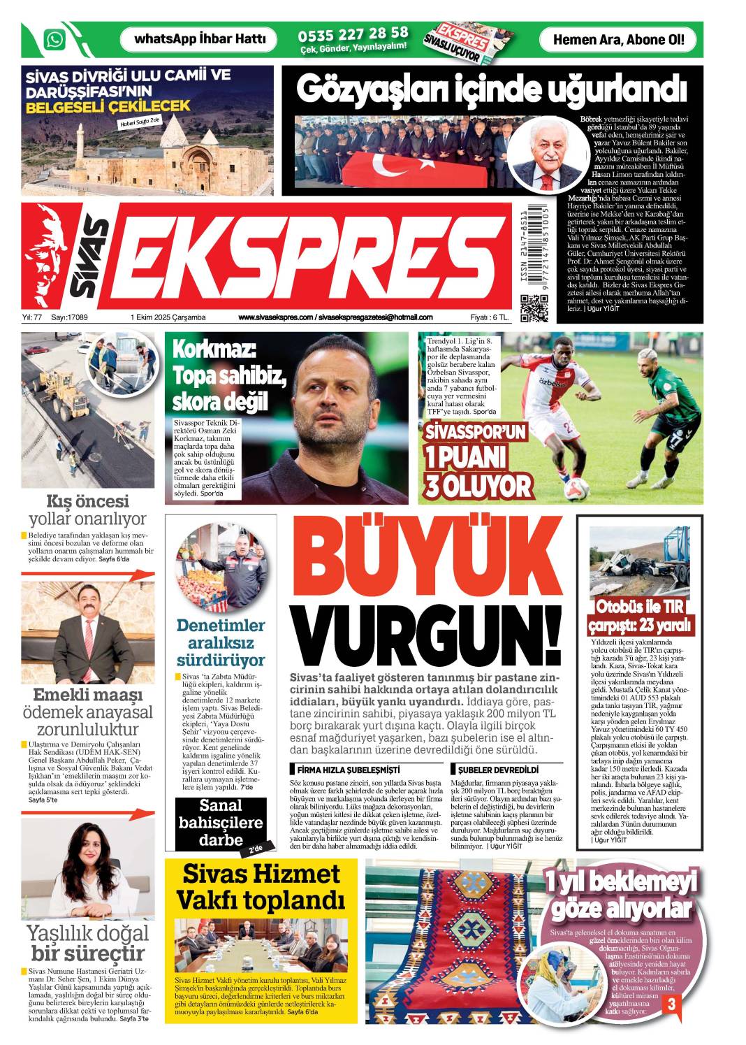 1 Ekim tarihli gazetemiz 1