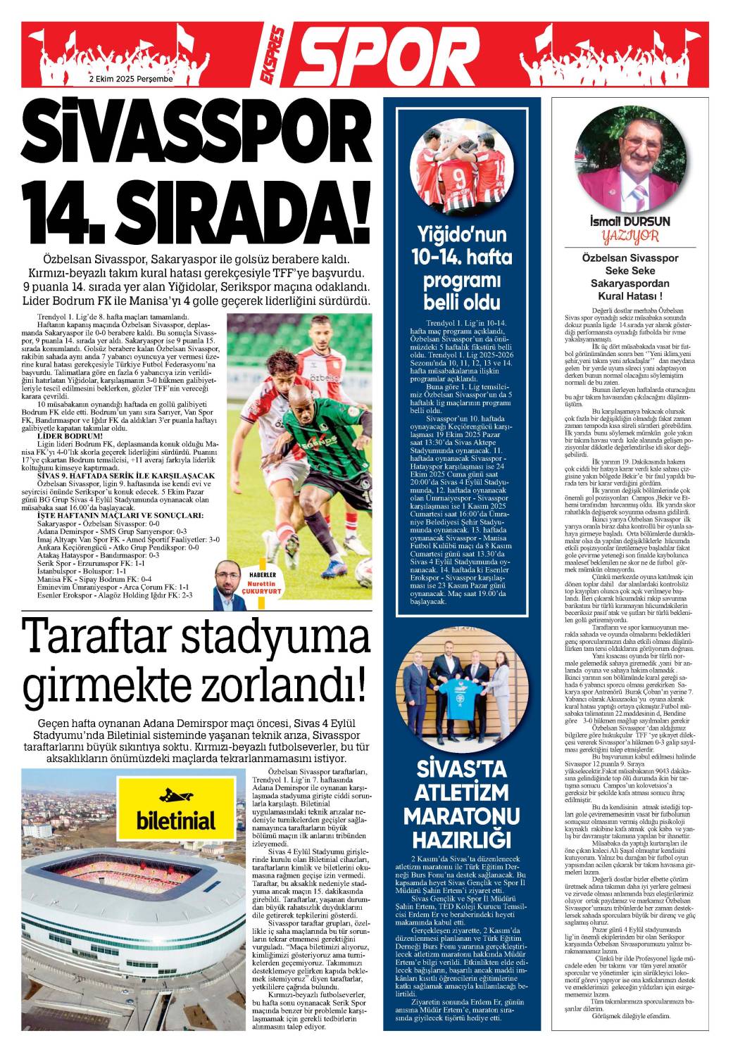 2 Ekim tarihli gazetemiz 1