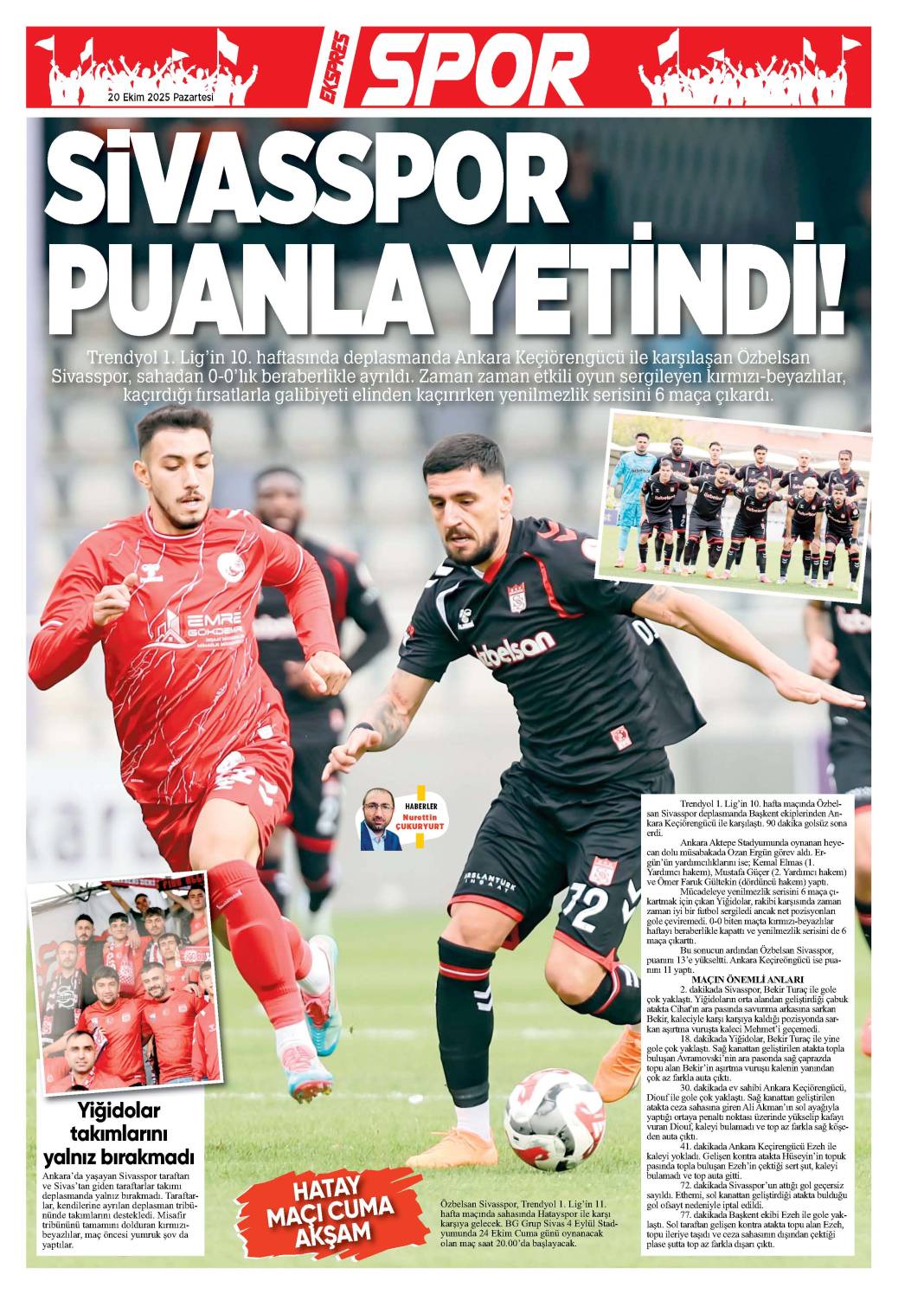 20 Ekim tarihli gazetemiz 2