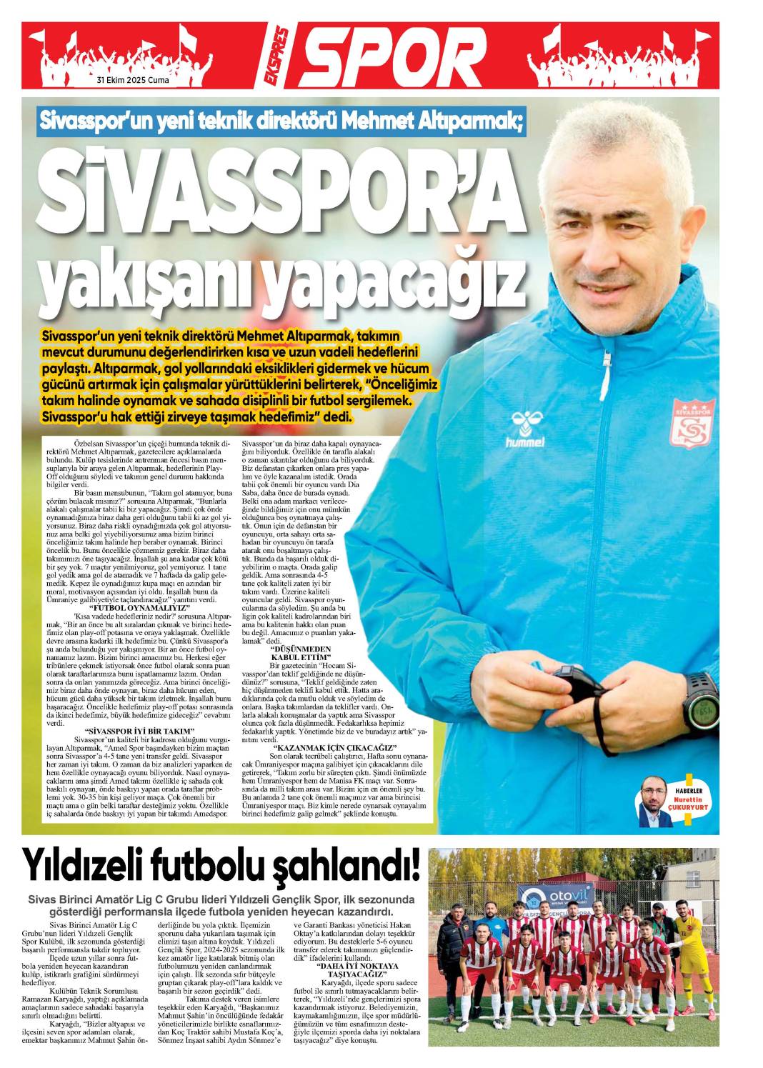 31 Ekim tarihli gazetemiz 2