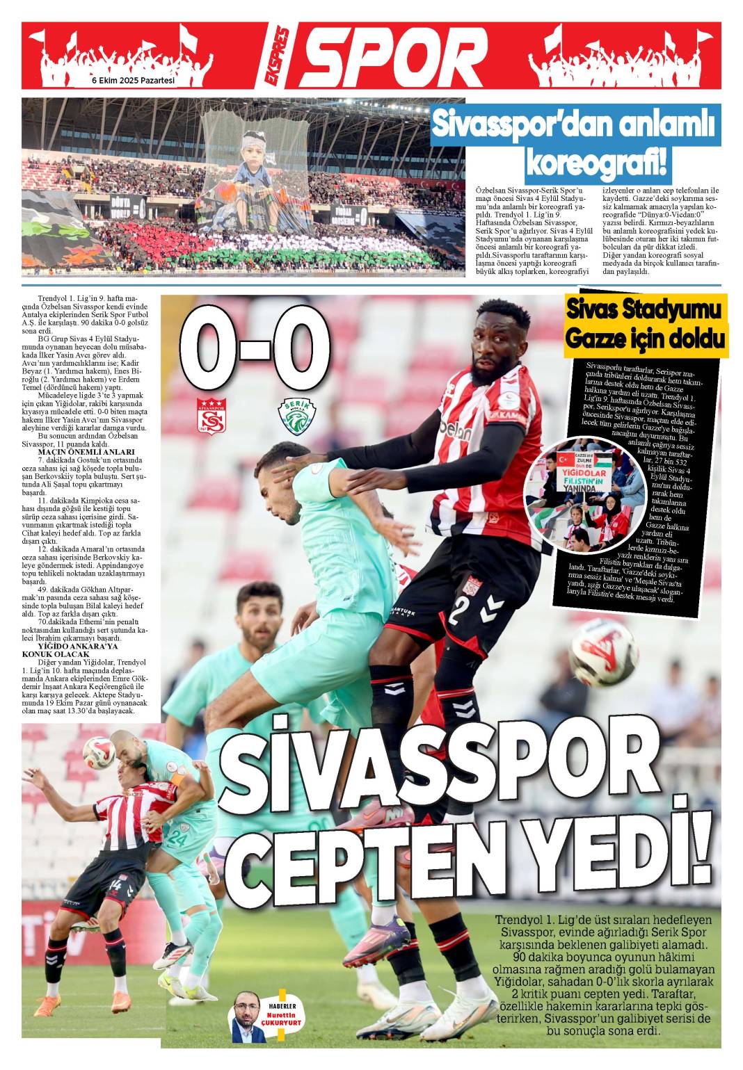 6 Ekim tarihli gazetemiz 2