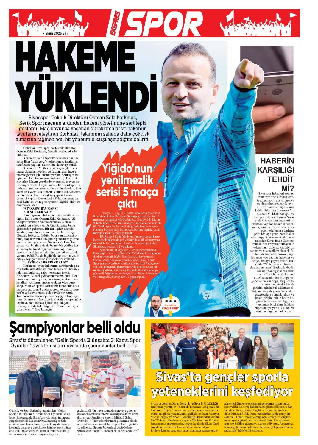7 Ekim tarihli gazetemiz 2