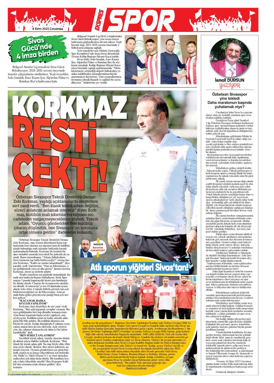 8 Ekim tarihli gazetemiz 1