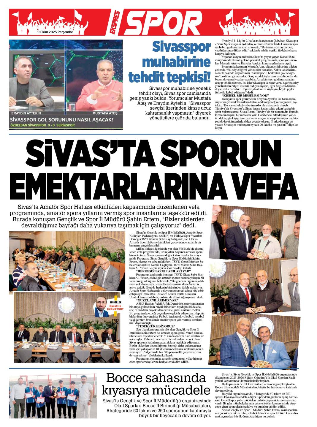 9 Ekim tarihli gazetemiz 1