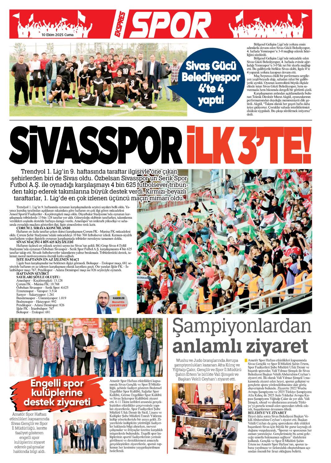 10 Ekim tarihli gazetemiz 2